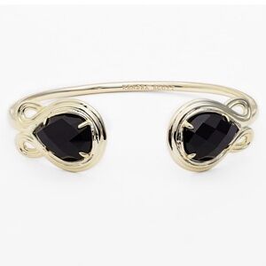 Kendra Scott Andy Bracelet Black Stones and Gold Adjustable Pinch Cuff